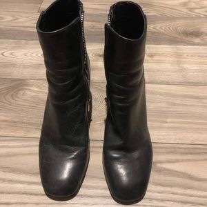 Black leather booties